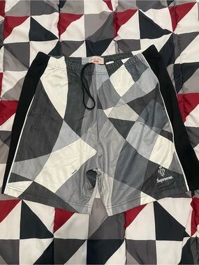Supreme Black and Gray Geometric Basketball Shorts